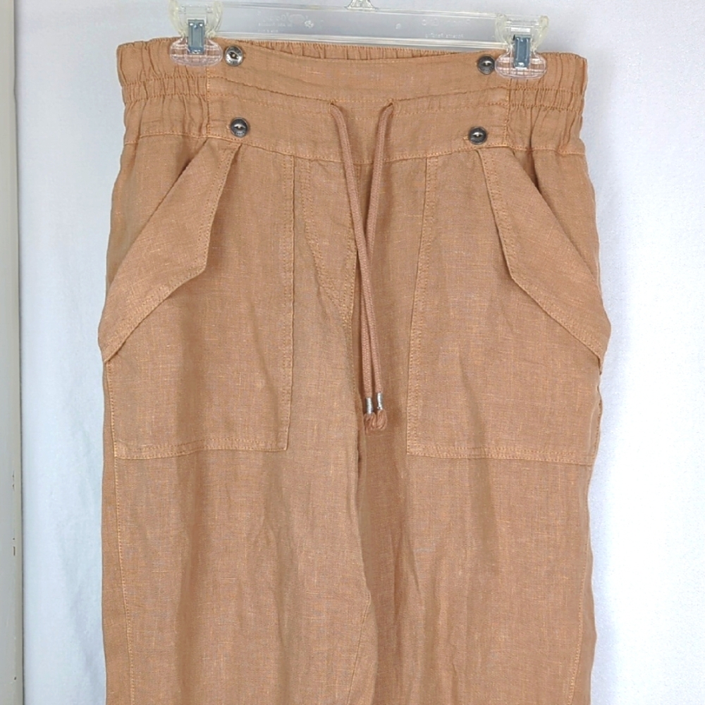 WRAP LONDON Women's Tan Baggy Linen Jogger Trousers